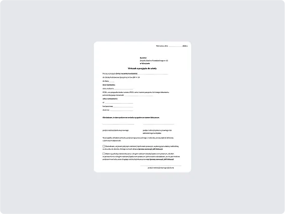 wniosek o przyjęcie